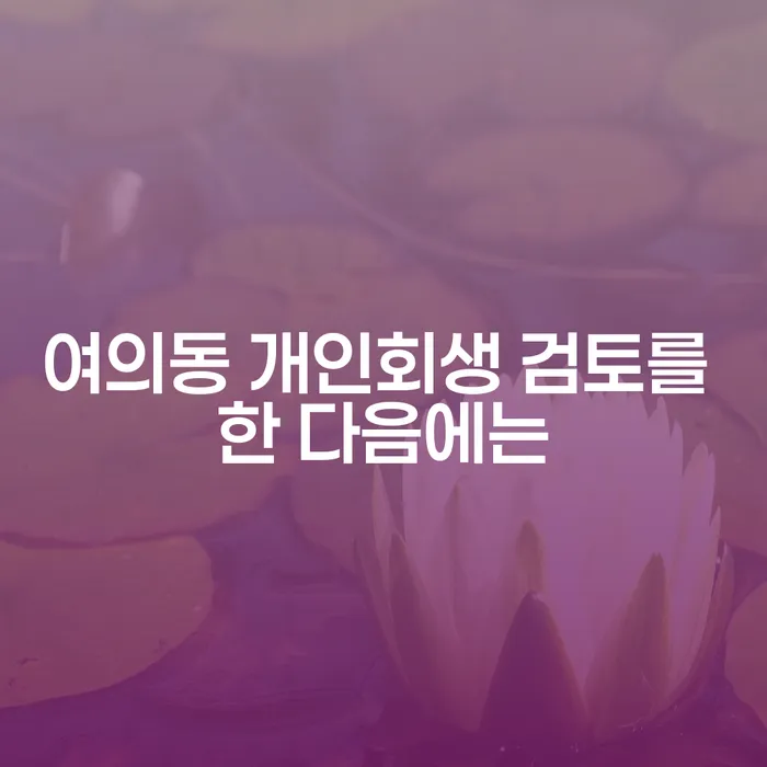 여의동 개인회생 검토를 한 다음에는